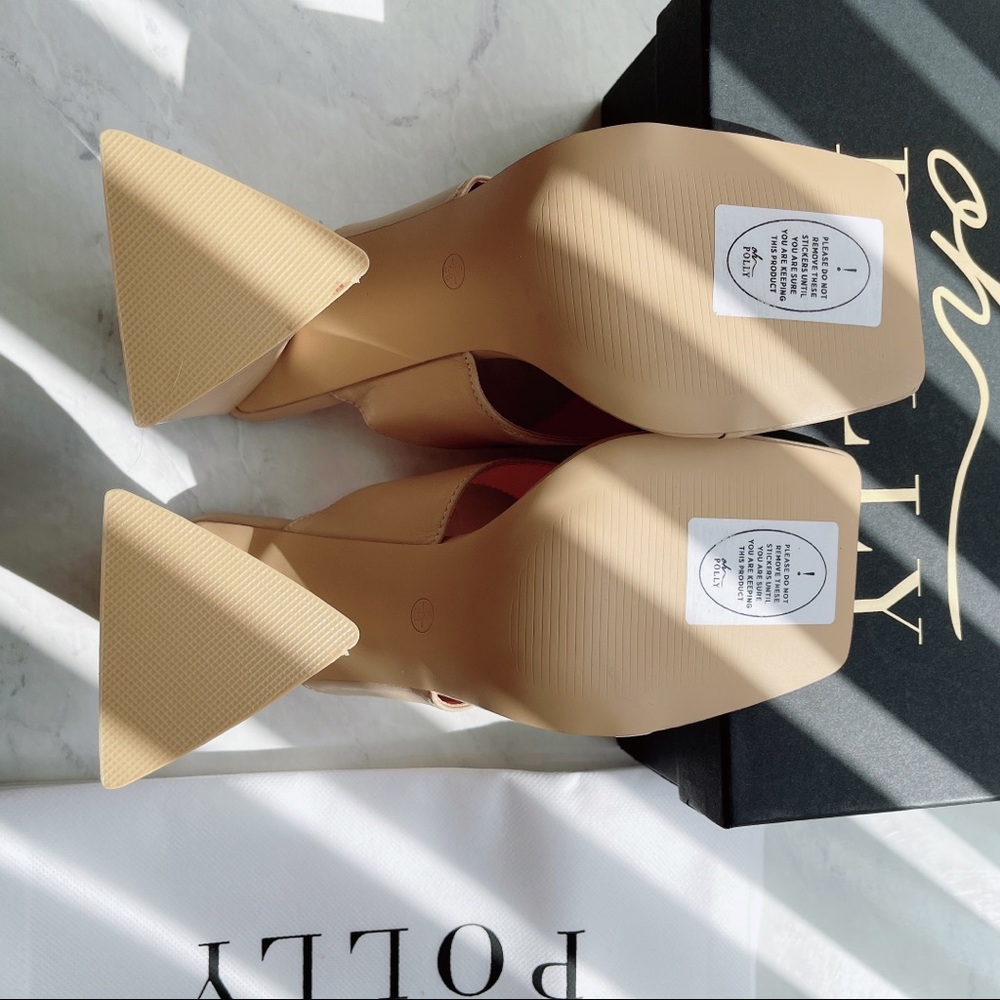 Oh Polly Tan Block Heel Sandals - Picture 4 of 5